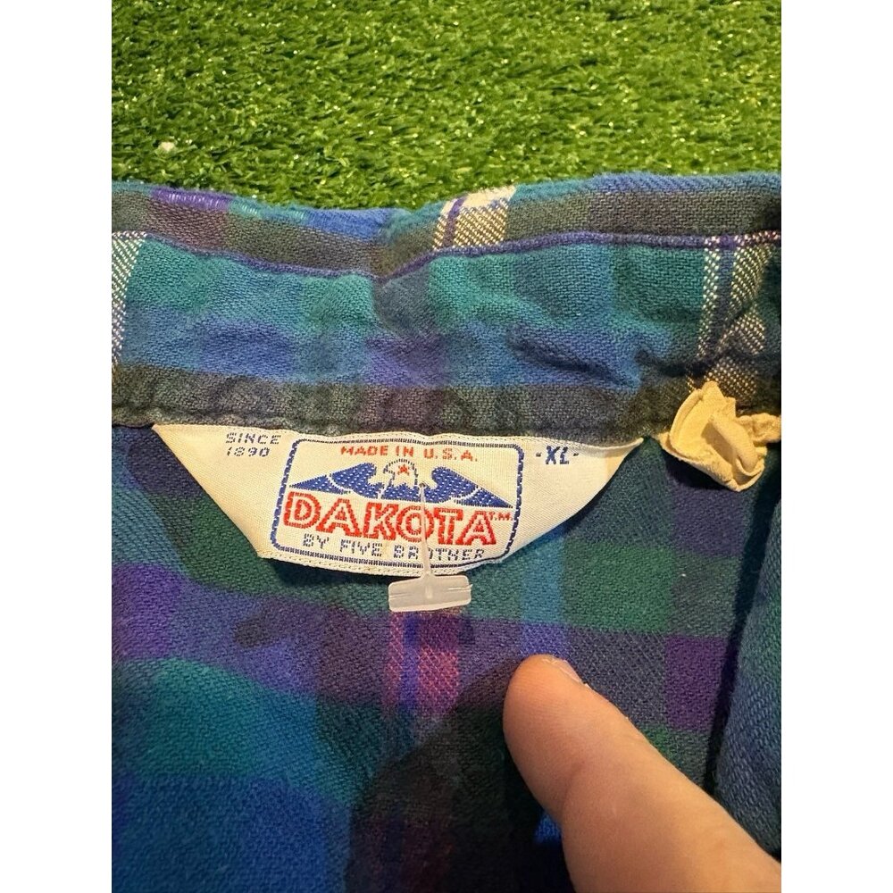 Vintage five brother shirt mens XL blue green pearl snap pockets western 39 - Picture 3 of 13